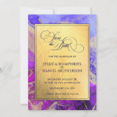 パープルピンク抽象芸術ゴールドフォイル結婚ズフラット セーブザデート (正面)