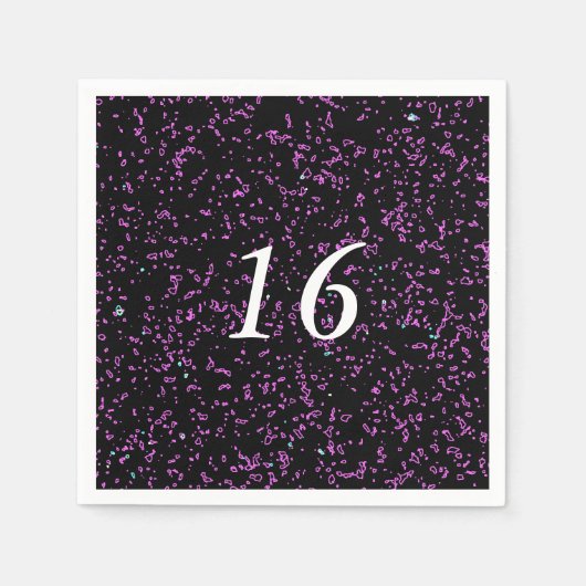 パープルピンク抽象芸術柄かわいい16誕生日 スタンダードカクテルナプキン (正面)