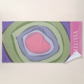 パープルピンク抽象芸術 パーソナライズされた ビーチタオル (正面)