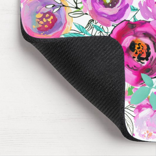 パープルピンク明るいモダンフローラシャビーシック マウスパッド (コーナー)