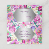 パープルピンク明るいモダンフローラテーブルシート プレイスカード (外部開封)