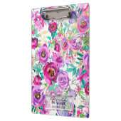 パープルピンク明るいモダンフローラパーソナライズされた クリップボード (左)