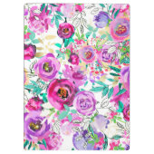 パープルピンク明るいモダンフローラパーソナライズされた クリップボード (裏面)