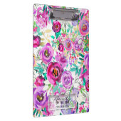 パープルピンク明るいモダンフローラパーソナライズされた クリップボード (右)