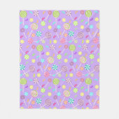 パープルピンク棒つきキャンデーキャンディパターンフリースブランケット フリースブランケット (正面)