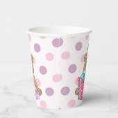 パープルピンク水玉模様ベア誕生日 紙コップ (右)