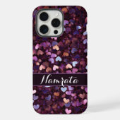 パープルピンク王室の金ゴールドハートモノグラム iPhoneケース (裏面)