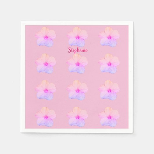パープルピンク結婚フローラブライダルシャワー誕生日 スタンダードカクテルナプキン (正面)