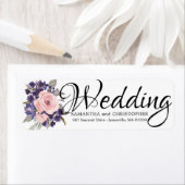 パープルピンク結婚フローラ差出人住所ラベル ラベル (インサイチュ)