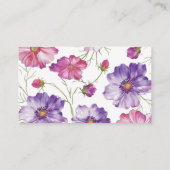 パープルピンク結婚ブロッサムズフラット座席表 名刺 (裏面)