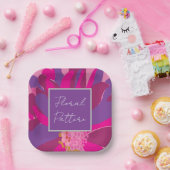 パープルピンク花柄パーティー ペーパープレート (パーティー)