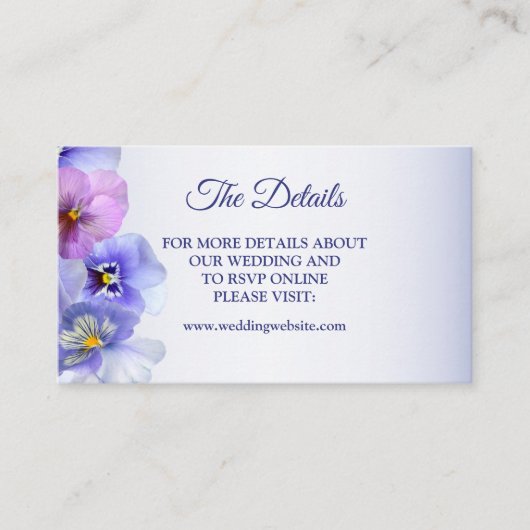 パープルピンク薄紫パンシーフローラ結婚ズ詳細 エンクロージャーカード (正面)