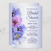 パープルピンク薄紫パンジーフローラブライダルシャワーパーティー 招待状 (正面/裏面)