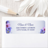 パープルピンク薄紫結婚フローラ差出人住所 ラベル (インサイチュ)