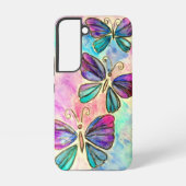 パープルピンク蝶サムスンギャラクシーケース SAMSUNG GALAXYケース (裏面)