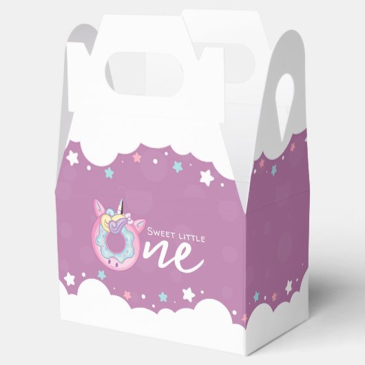 パープルピンク赤ちゃんガールスウィートワン誕生日ドーナツ フェイバーボックス (オープン)