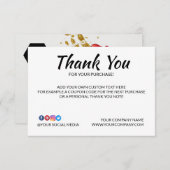 パープルピンク赤金ゴールド絵を描(ばちゃばちゃ)跳ねるカスタムロゴ サンキューカード (正面/裏面)