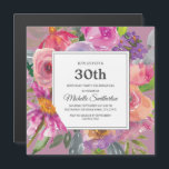 パープルピンク野花30th誕生日パーティースクエア マグネット招待状<br><div class="desc">紫とカラフルピンクの水の色のワイルドフラワー30th誕生日パーティースクエア女性のための磁気招待。カスタマイ連絡ズでも、一致する製品を要求するための私たち。</div>