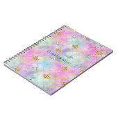 パープルピンク金ゴールドアクアグリッターマーメイドスパークル ノートブック (左側)