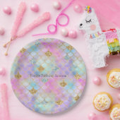 パープルピンク金ゴールドアクアグリッターマーメイドスパークル ペーパープレート (パーティー)