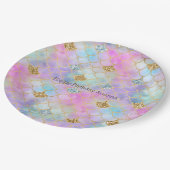 パープルピンク金ゴールドアクアグリッターマーメイドスパークル ペーパープレート (アングル)