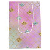 パープルピンク金ゴールドアクアグリッターマーメイドスパークル      ミディアムペーパーバッグ (裏面)