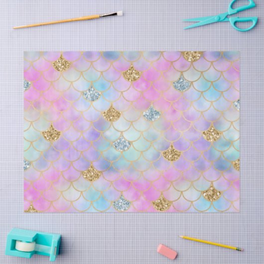 パープルピンク金ゴールドアクアグリッターマーメイドスパークル 薄葉紙 (クラフト)