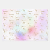 パープルピンク金ゴールドグリッタードリームシャインスパークル ラッピングペーパーシート (正面2)