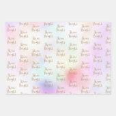 パープルピンク金ゴールドグリッタードリームシャインスパークル ラッピングペーパーシート (正面)