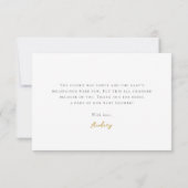 パープルピンク金ゴールドバタフライガールベビーシャワー サンキューカード (裏面)