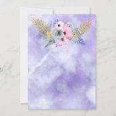 パープルピンク金ゴールドフローラブーケ誕生日パーティー 招待状 (裏面)