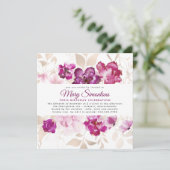 パープルピンク金ゴールドフローラ100th誕生日パーティー 招待状 (スタンド正面)