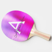 パープルピンク金属箔モノグラム名イニシャル 卓球ラケット (横)