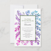 パープルピンク青ユーカリプスベビーシャワー招待 (正面)