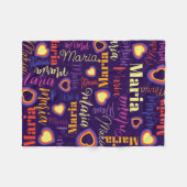 パープルピンク黄色の女の子名マリアハート フリースブランケット (正面(横))