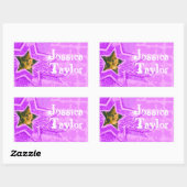 パープルピンク10代ののidラベルシールという女の子 長方形シール (シート)