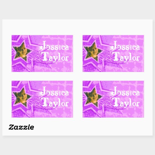 パープルピンク10代ののidラベルシールという女の子 長方形シール (シート)