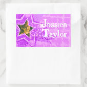 パープルピンク10代ののidラベルシールという女の子 長方形シール (バッグ)