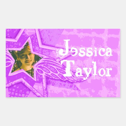 パープルピンク10代ののidラベルシールという女の子 長方形シール (正面)
