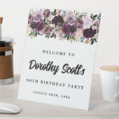 パープルピンク90th誕生日パーティーへようこそ 台座サイン (インサイチュ)