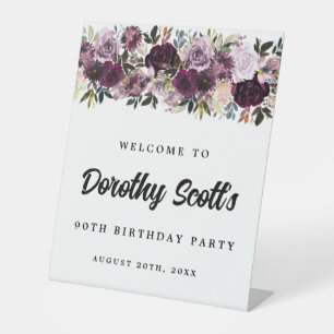 パープルピンク90th誕生日パーティーへようこそ 台座サイン