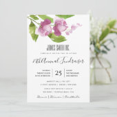 パープルピンク インク 水彩 フラワー 法人 イベント 招待状 (スタンド正面)