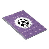 パープルピンク サッカー フットボール ガール 名前 オーダーメイド ノートブック (右側)