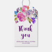 パープルピンク&ブルーフラワーズブライダルシャワーありがとう ギフトタグ (正面)