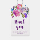 パープルピンク&ブルーフラワーズブライダルシャワーありがとう ギフトタグ (裏面)