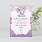 パープルピンク《写真》ぼけ味ゾウ招待状グリッター 招待状 (スタンド正面)