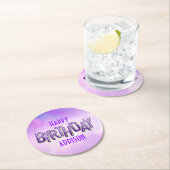 パープルピンク《写真》ぼけ味誕生日 ラウンドペーパーコースター (インサイチュ)