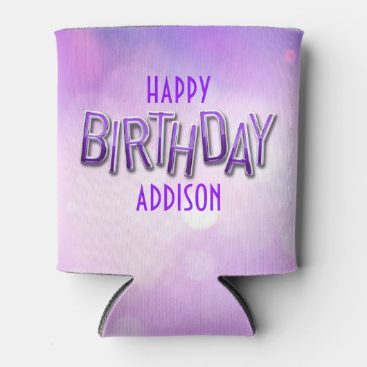 パープルピンク《写真》ぼけ味誕生日 缶クーラー (正面)
