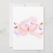 パープルピンク&金ゴールドバタフライキスベビーシャワー 招待状 (裏面)