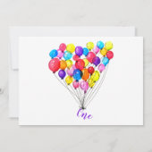 パープルピンクBALLOON girl 1st Birthday招待状 招待状 (裏面)